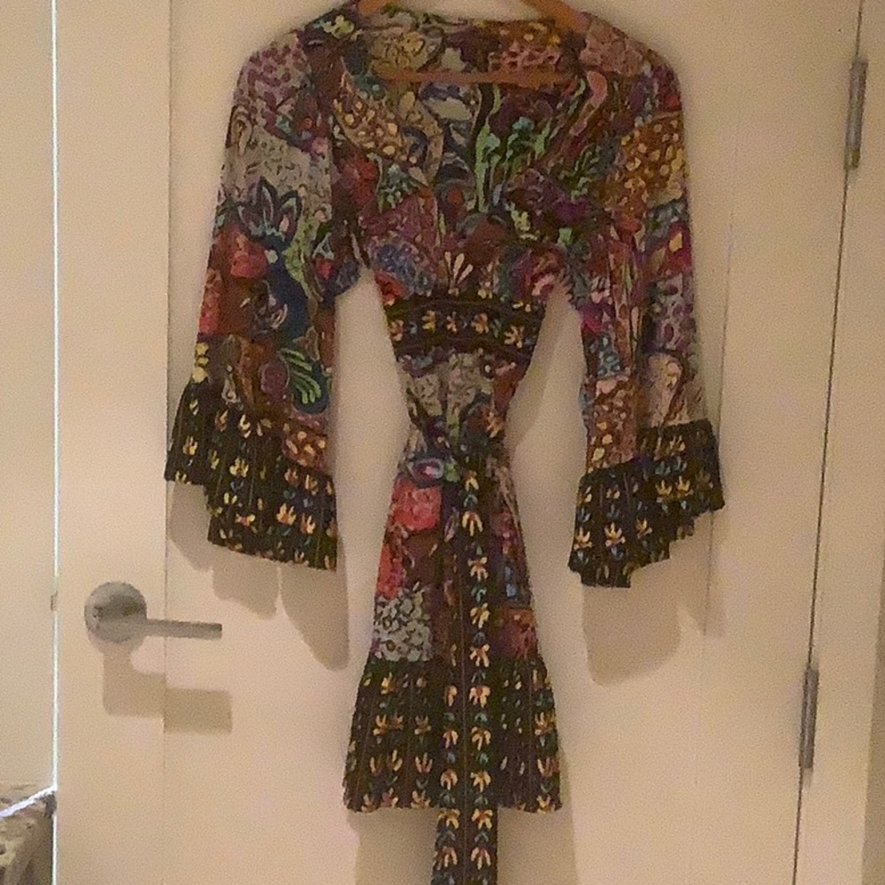 Betsey Johnson Brown and Pink Wrap Sundress - Picture 1 of 2
